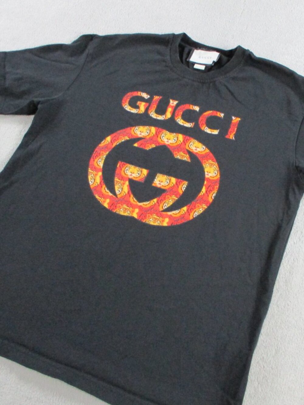 Gucci T Shirt Adult Medium Black Orange Tiger Logo Interlock Graphic Print Tee - Picture 2 of 12